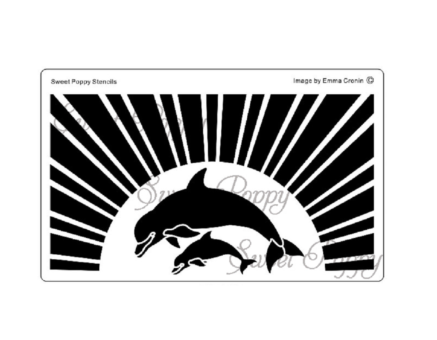 sea scene dolphins sweet poppy stencils, stainless steel stencils 110 x 145mm