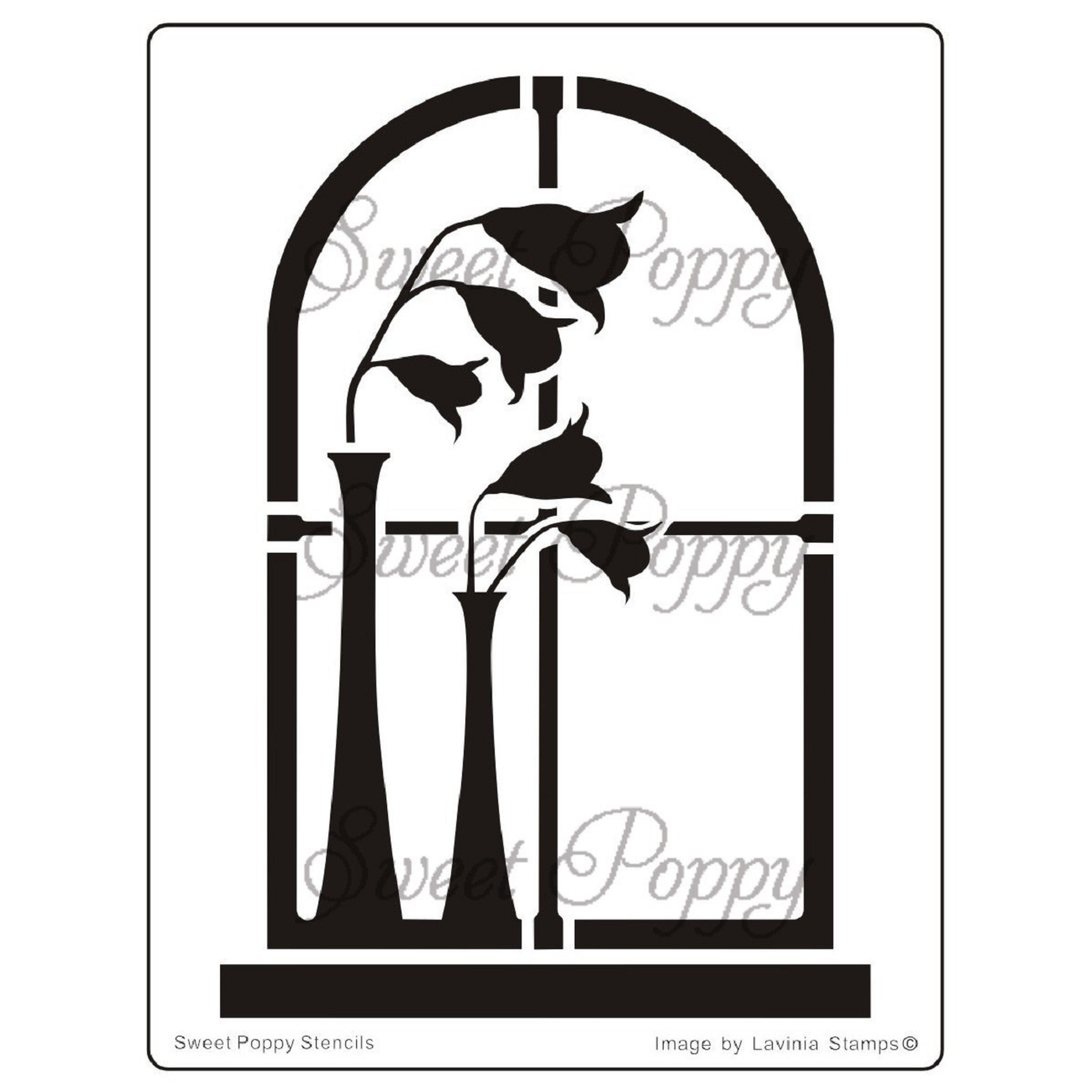 summer ebb sweet poppy stencil, window scene stencil, stainless steel stencil 110x145mm