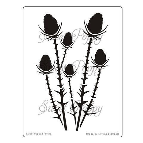 thistles sweet poppy stencil, lavinia stamp image, stainless steel stencil, 110x145mm