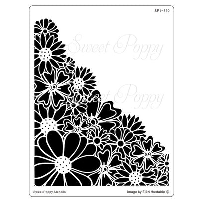 tumbling flowers sweet poppy stencil, stainless steel stencil 125x165mm