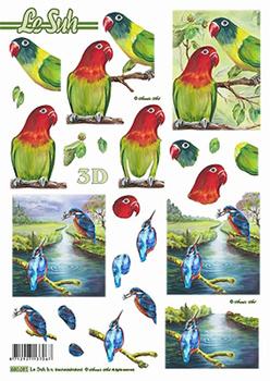 Le Suh 3D Sheet - Parrot and Kingfisher