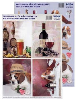 Reddy Mens Cards with die cuts - Wine and Dogs