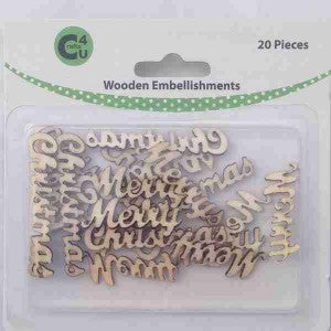 Wooden Embellishments /  Merry Christmas