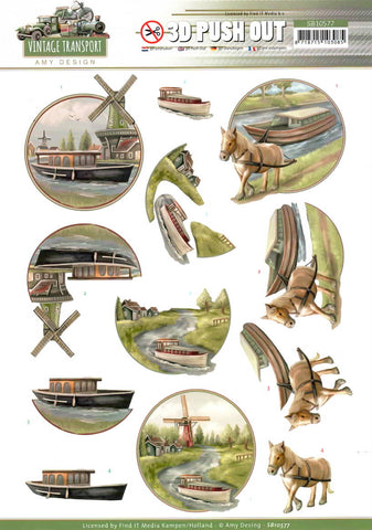 3D Diecut Sheet - Amy Design / Vintage Transport / Canal Boat