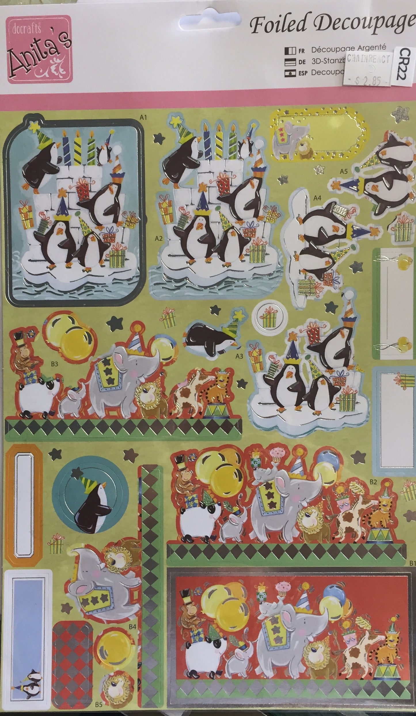 Anita's 3D Foiled Decoupage - Penguin Birthday