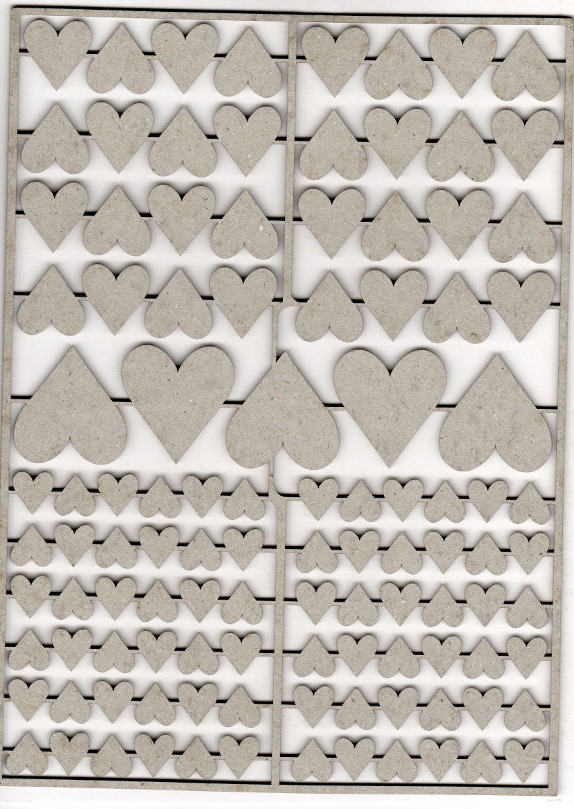 Chipboard Hearts / Sheet of 90