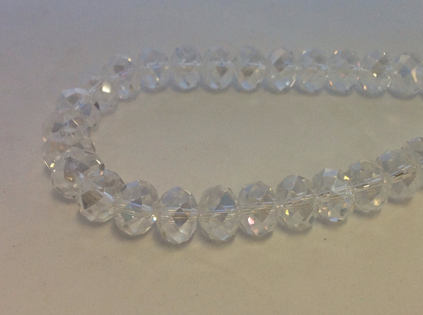 Faceted Rondelle Glass Bead, Clear AB