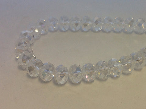 Faceted Rondelle Glass Bead, Clear AB