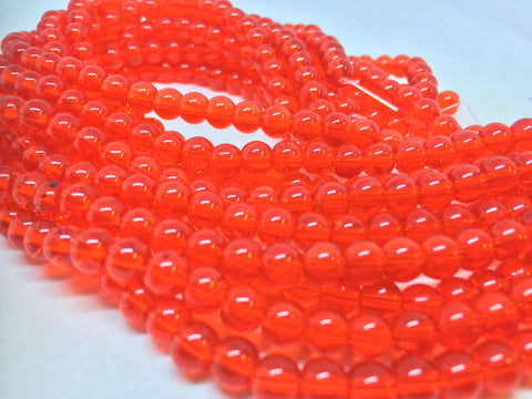 6mm Round Glass beads / Red