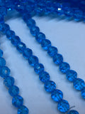 6mm Round Faceted Glass Beads / Azure Blue