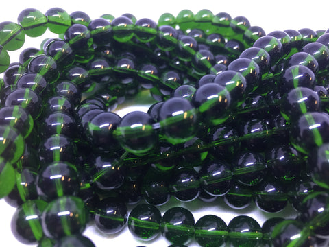 8mm Round Glass Beads / Green