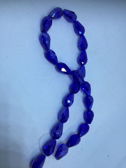 faceted blue teardrop beads 10mm x 15mm