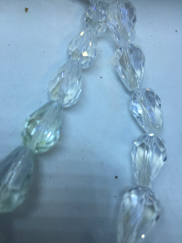 10mm x 15mm Teardrop Faceted Luster Finish / Crystal