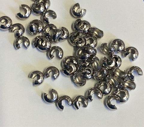 stainless crimp cover polished stainless 5mm, 50 pieces