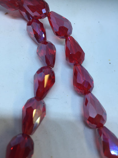 10mm x 15mm Teardrop Faceted Luster Finish / Claret