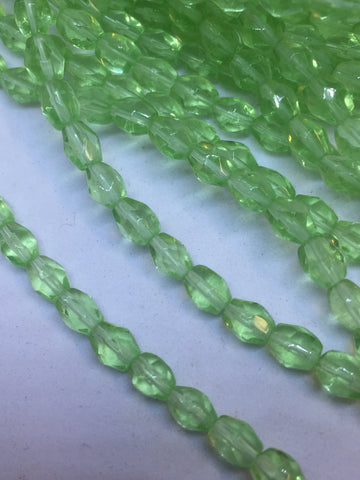 4mm x 5.5mm Faceted Beads / Light Green