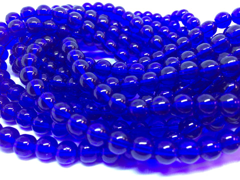 6mm Round Glass Beads / Blue