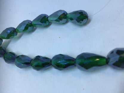 10mm x 15mm Teardrop Faceted Luster Finish / Evergreen