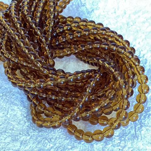 6mm Round Glass Beads / Coffee Brown