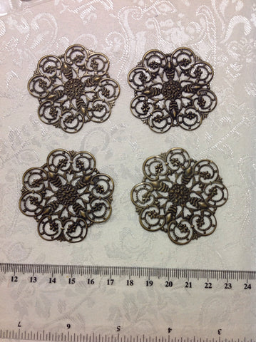 Metal stampings, large floral (4/0206)