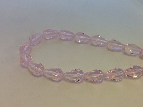 Faceted Glass Drop Bead, Baby Pink