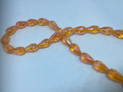 10mm x 15mm Teardrop Faceted Luster Finish / Mandarin