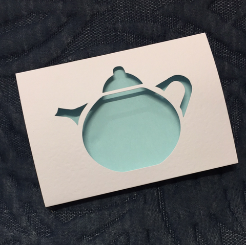3 Panel Card with Teapot cut out