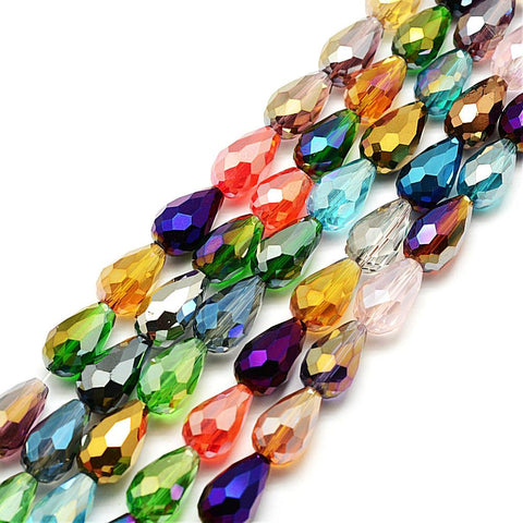 10mm x 15mm Teardrop Faceted Luster Finish / Multicolour